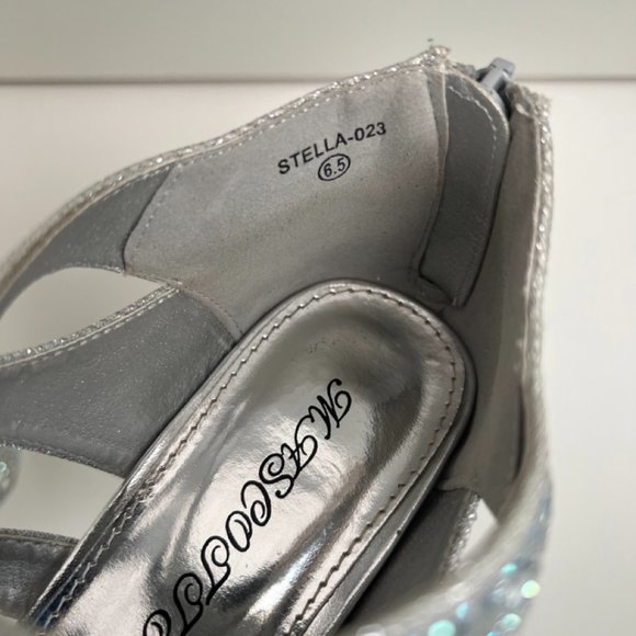 Sparkling Strappy Silver Heels - Picture 12 of 16